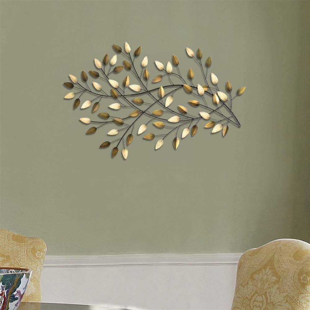 Brushed Gold Flowing Leaves Metal Wall Decor - 321348. Picture 6
