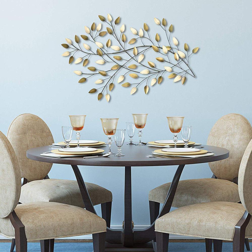 Brushed Gold Flowing Leaves Metal Wall Decor - 321348. Picture 7