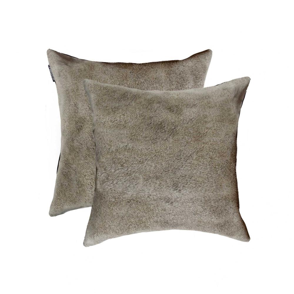 18" x 18" x 5" Gray Cowhide - Pillow 2-Pack - 322824. Picture 3