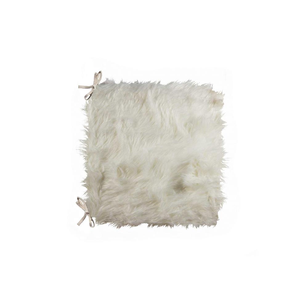 Set of 2 Off White Cozy Faux Fur Chair Pads - 328212. Picture 6