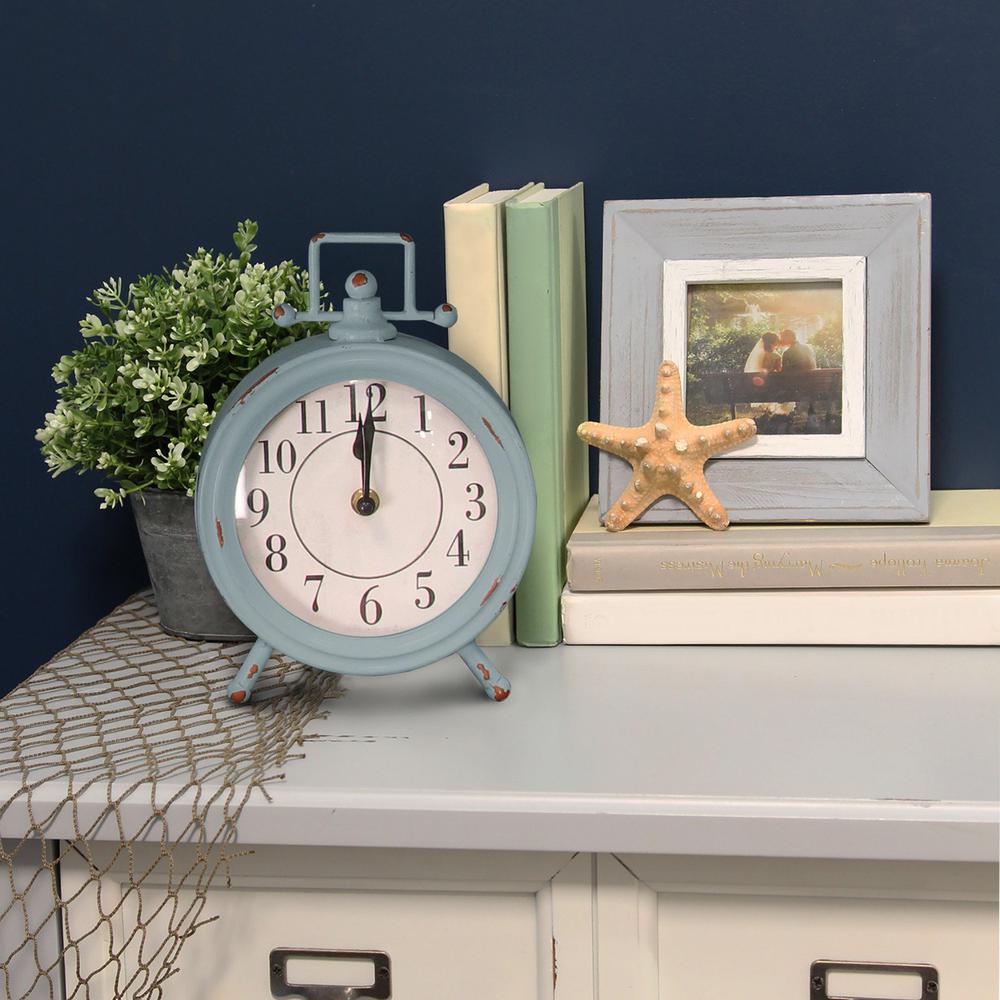 Vintage Blue Metal Table Clock - 329356. Picture 8