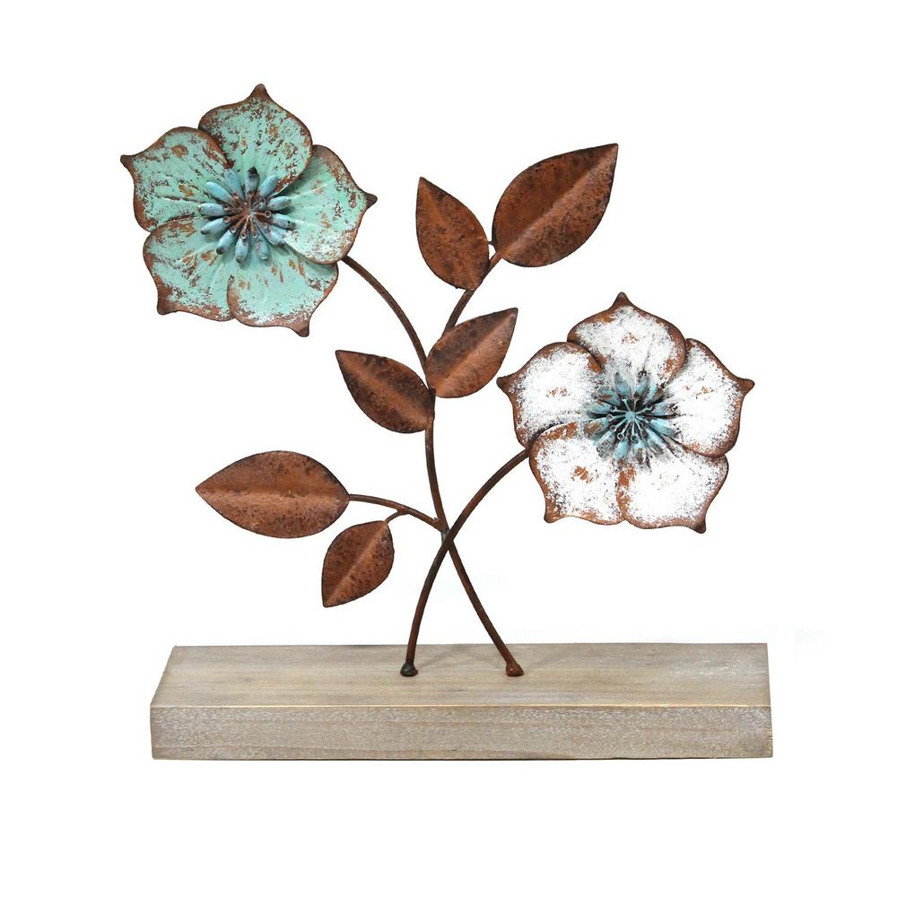 Distressed Metal Flower Tabletop - 331478. Picture 4