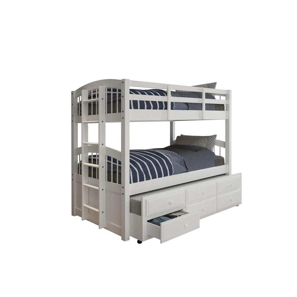 White Twin Bunk Bed Trundle with 3 Drawers. Picture 2