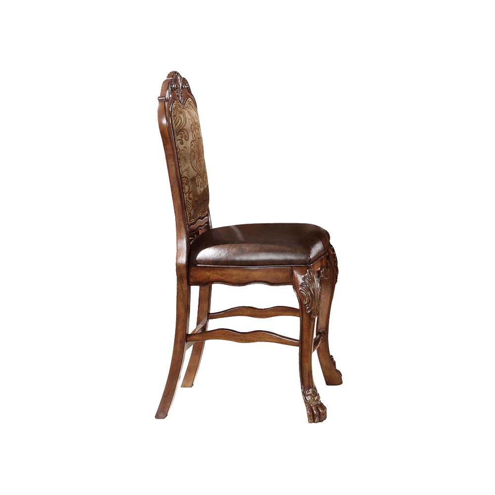 24" X 21" X 48" PU Cherry Oak Wood Poly Resin Upholstery Counter Height Chair (Set-2) - 347006. Picture 3
