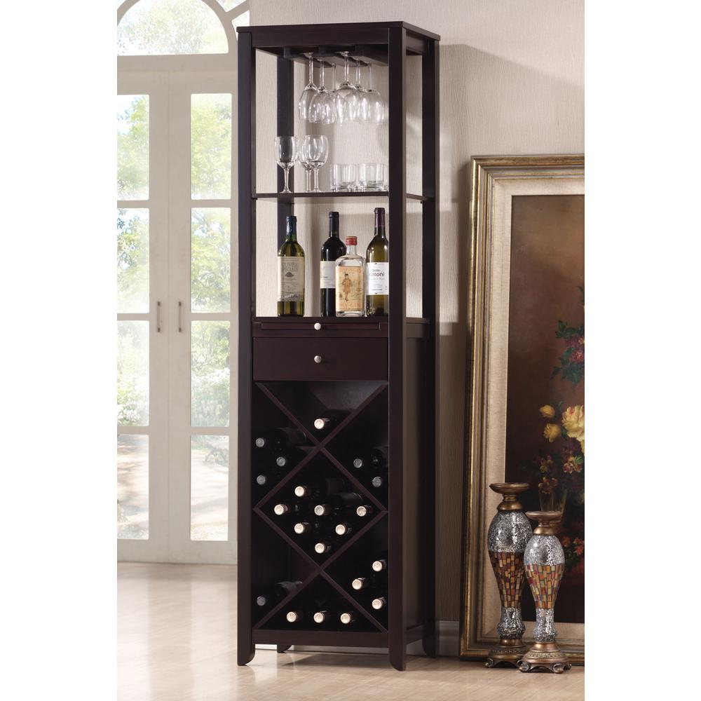 Modern Style Umber Finish Wood Wine Cabinet - 347010. Picture 4