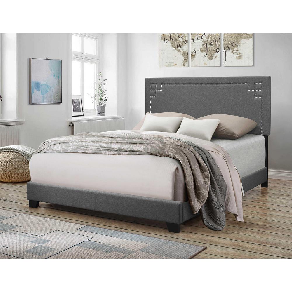 Contemporary Gray Upholstered King Size Bed - 347040. Picture 4