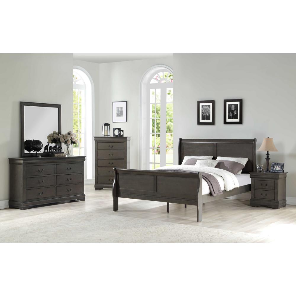80" X 90" X 47" Dark Gray Wood Eastern King Bed - 347117. Picture 6