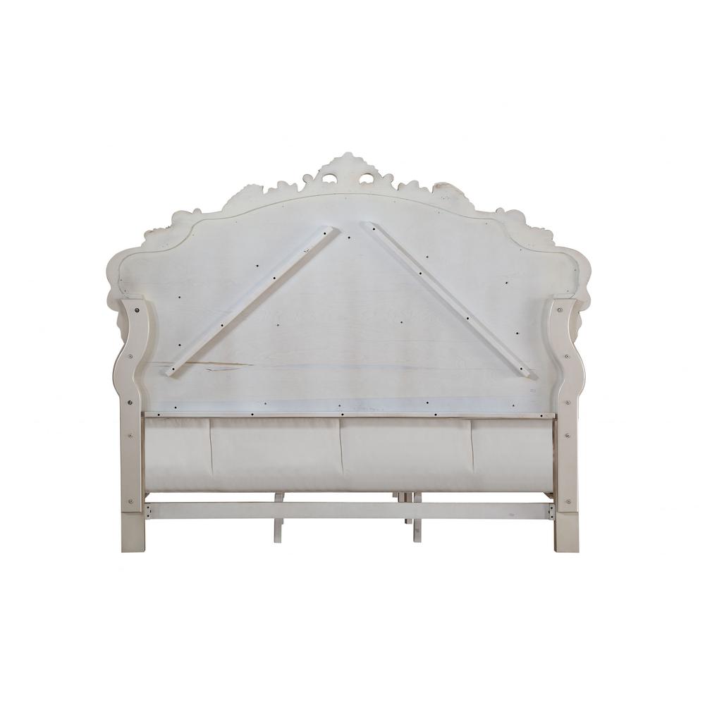 70" X 91" X 69" Fabric Antique White Wood Upholstered (HB/FB) Queen Bed - 347173. Picture 9