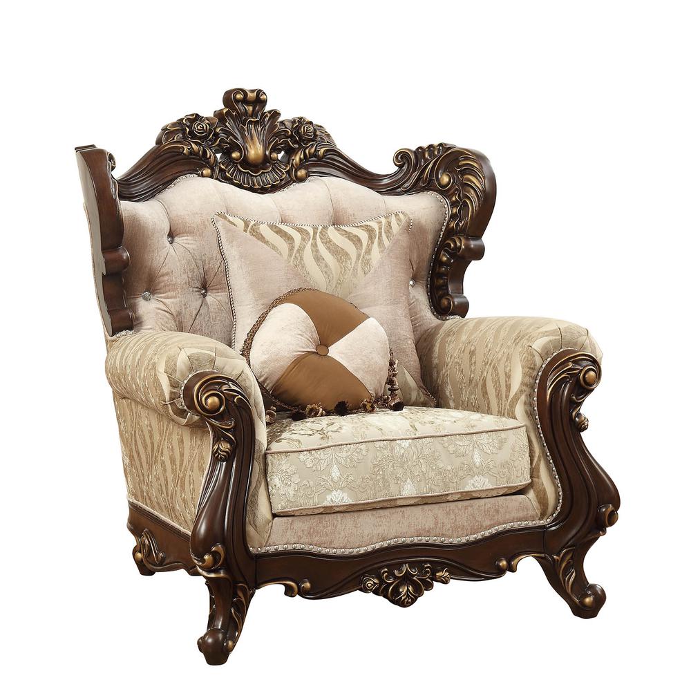 36" X 45" X 51" Fabric Walnut Upholstery Wood Leg/Trim Chair w/2 Pillows - 347251. Picture 6