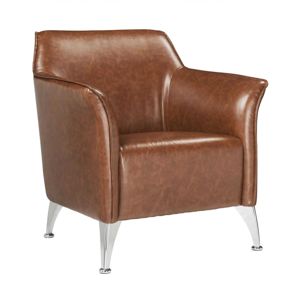 31" X 33" X 33" Brown PU Upholstery Metal Leg Accent Chair - 347300. Picture 4
