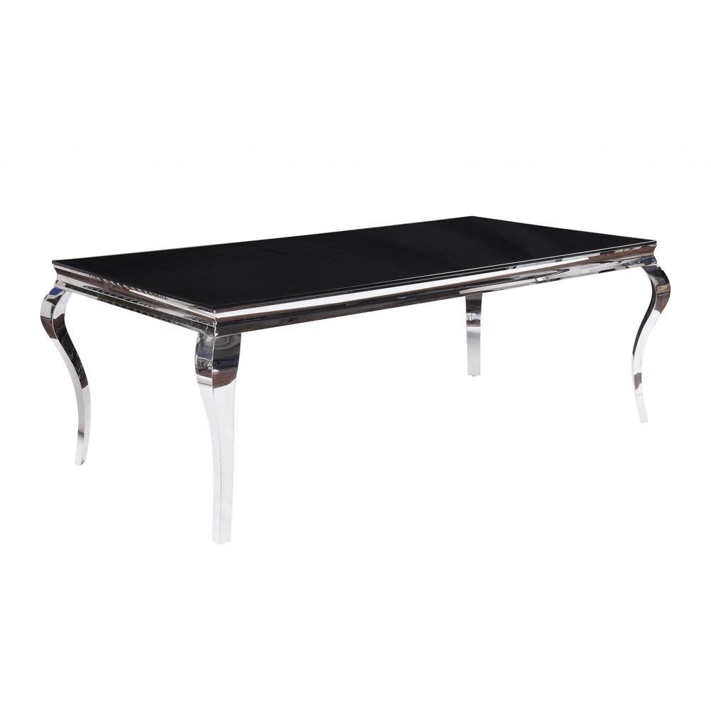 40" X 80" X 30" Stainless Steel Black Glass  Dining Table - 347317. Picture 4