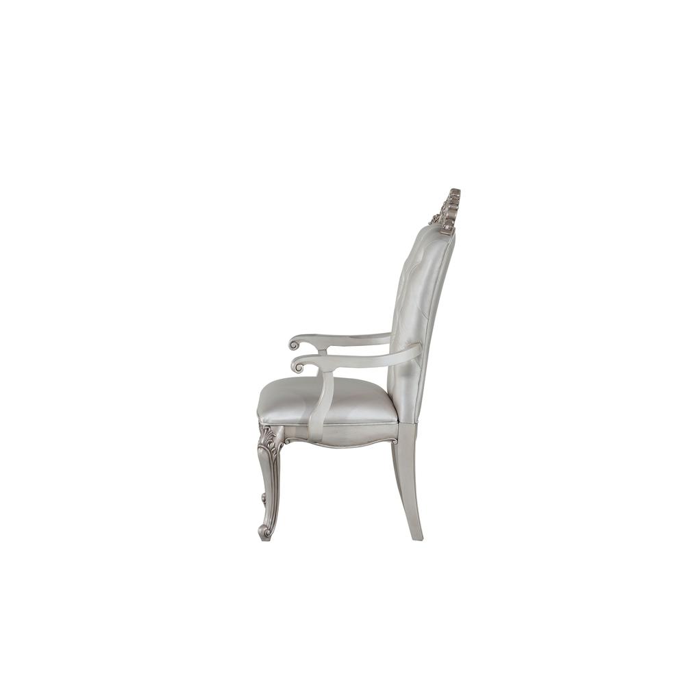 25" X 25" X 42" Cream Fabric Antique White Wood Upholstered (Seat) Arm Chair (Set-2) - 347331. Picture 5