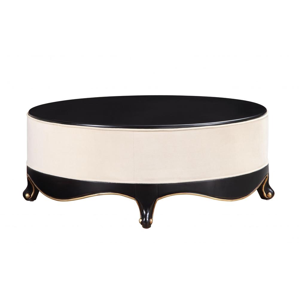 47" X 47" X 19" Cream Fabric Black Wood Upholstered (Base) Cocktail Table - 347447. Picture 2