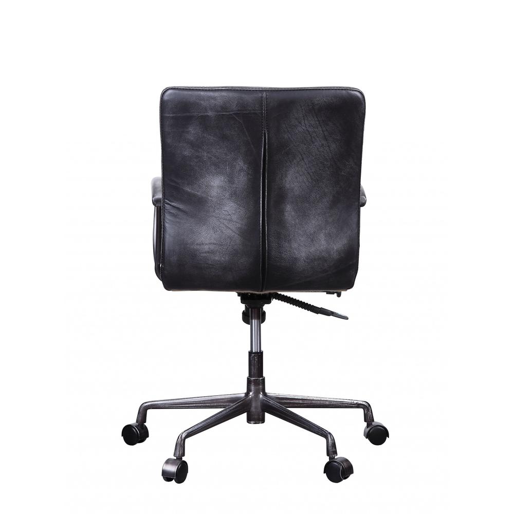 24" X 25" X 36" Vintage Black Top Grain Leather Aluminum Metal Upholstered (Seat) Casters Engineered Wood Executive Office Chair - 347518. Picture 5