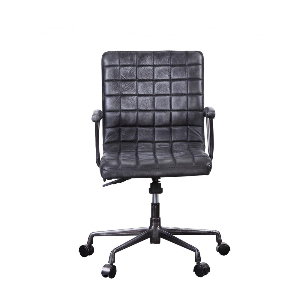 24" X 25" X 36" Vintage Black Top Grain Leather Aluminum Metal Upholstered (Seat) Casters Engineered Wood Executive Office Chair - 347518. Picture 6