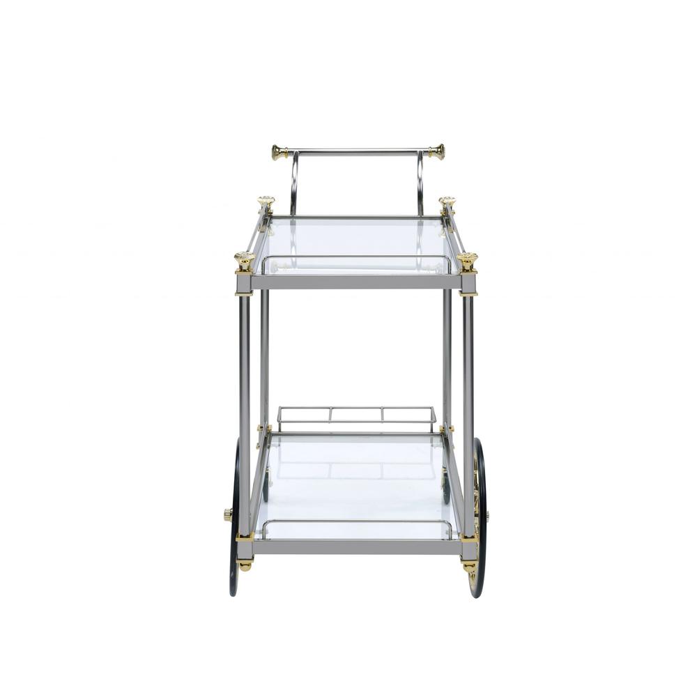 20" X 31" X 31" Silver Gold Clear Glass Metal Casters Serving Cart - 347564. Picture 6
