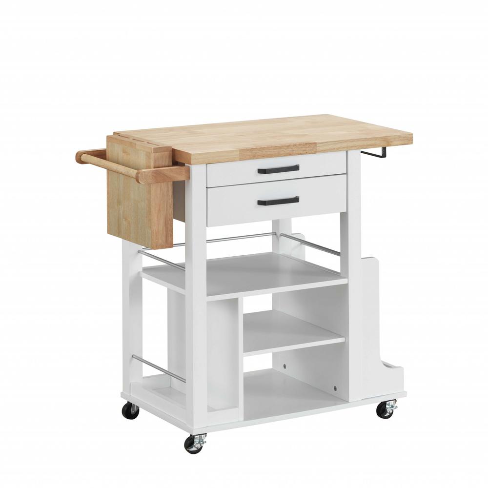 19" X 35" X 35" Natural White Wood Casters Kitchen Cart - 347567. Picture 4