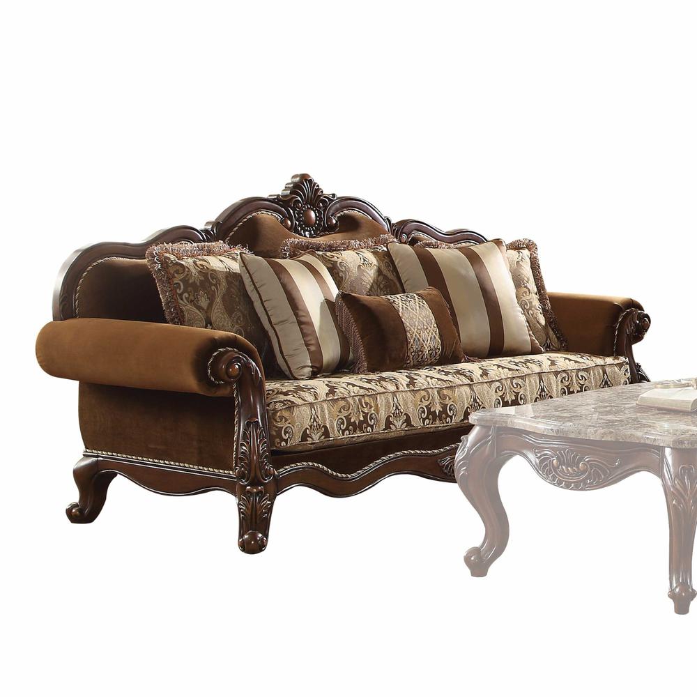 37" X 89" X 46" Fabric Cherry Oak Upholstery Wood LegTrim Sofa w6 Pillows - 348213. Picture 3