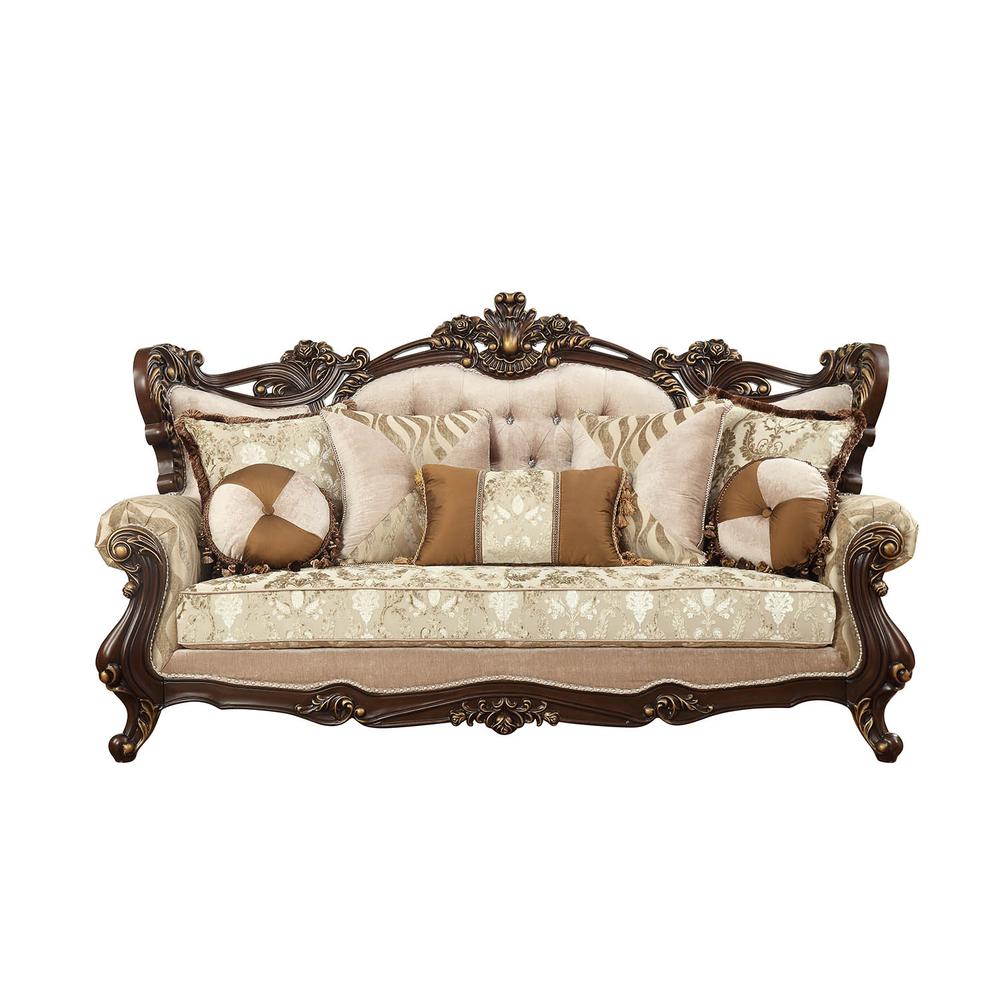 42" X 90" X 51" Fabric Walnut Upholstery Wood Leg/Trim Sofa w/7 Pillows - 348225. Picture 4