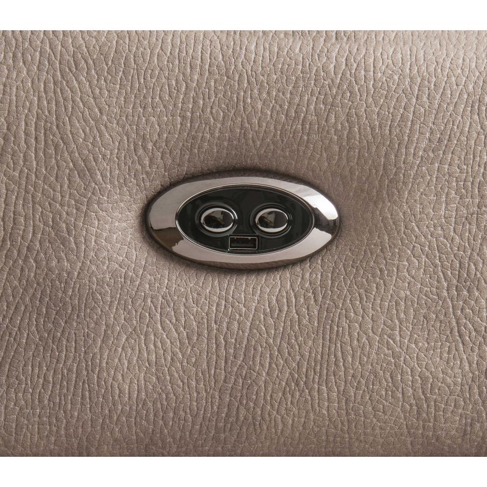 101" X 86" X 40" Mocha Nubuck Upholstery Metal Reclining Mechanism Sectional Sofa (Power Motion & USB) - 348639. Picture 5