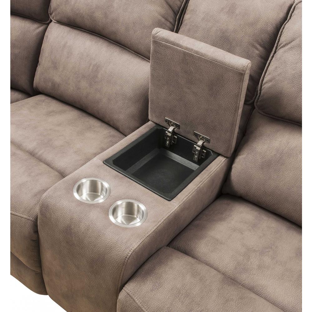 101" X 86" X 40" Mocha Nubuck Upholstery Metal Reclining Mechanism Sectional Sofa (Power Motion & USB) - 348639. Picture 6