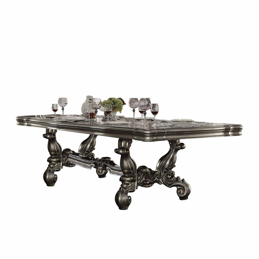 46" X 120" X 32" Antique Platinum Wood Poly Resin Dining Table (120"L) - 348652. Picture 3