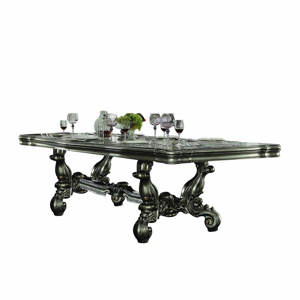 46" X 136" X 32" Antique Platinum Wood Poly Resin Dining Table (136"L) - 348653. Picture 3
