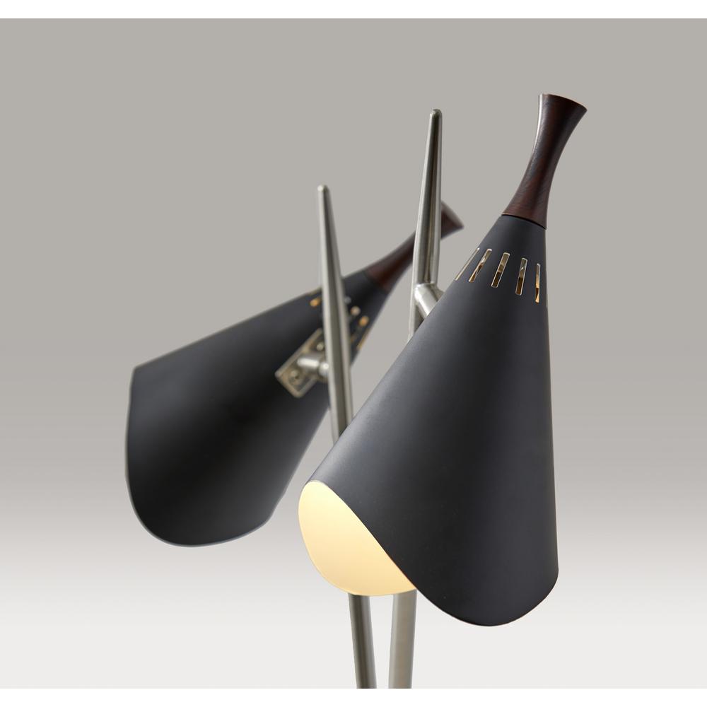 Matte Black Metal Two Light Desk Lamp Smart Outlet Compatible - 372550. Picture 8