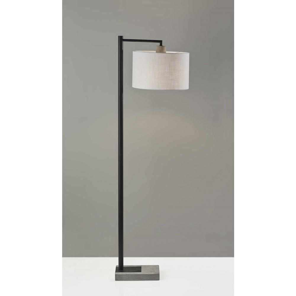 Black Metal Floor Lamp with Cement Accent Base. Picture 4