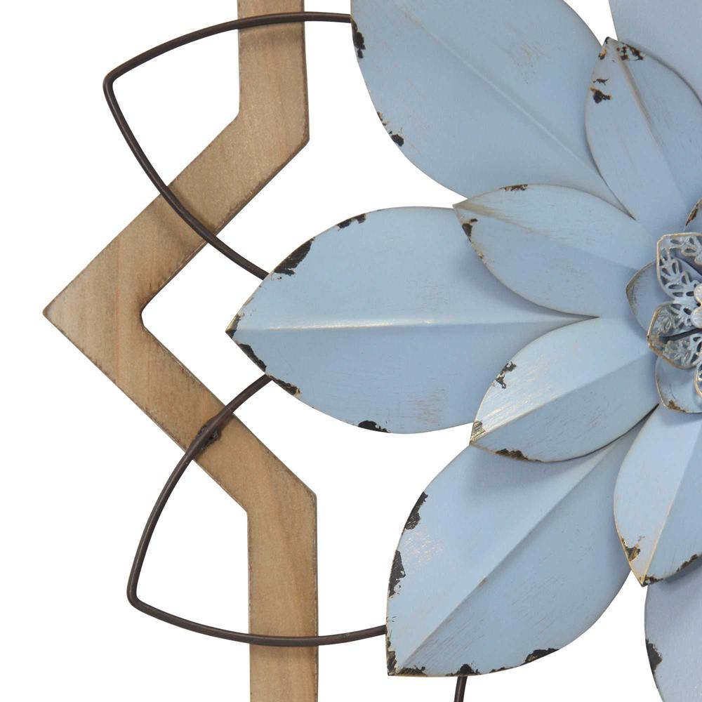 Light Blue Flower Metal and Wood Framed Wall Art - 373396. Picture 9