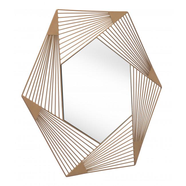 Octagonal Lines Gold Finish Wall Mirror - 385472. Picture 7