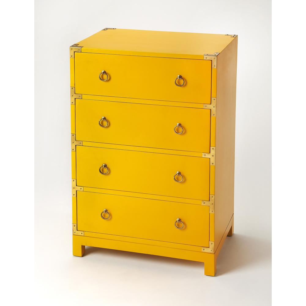 Ardennes Yellow Campaign Accent Chest Yellow. Picture 2