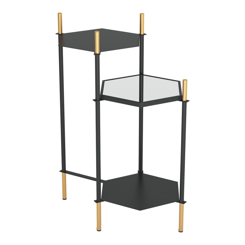 Moderna 3 Level Black and Gold Accent Side Table Gold & Black. Picture 9