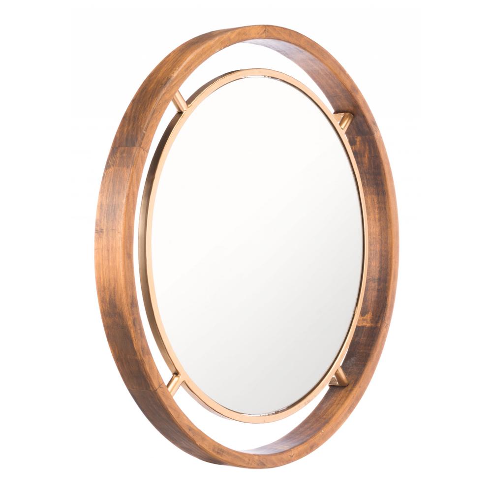 Antiqued Gold Round Wall Mirror Gold. Picture 6