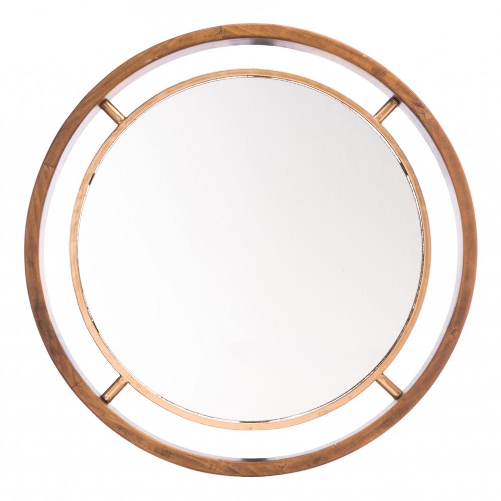 Antiqued Gold Round Wall Mirror Gold. Picture 7
