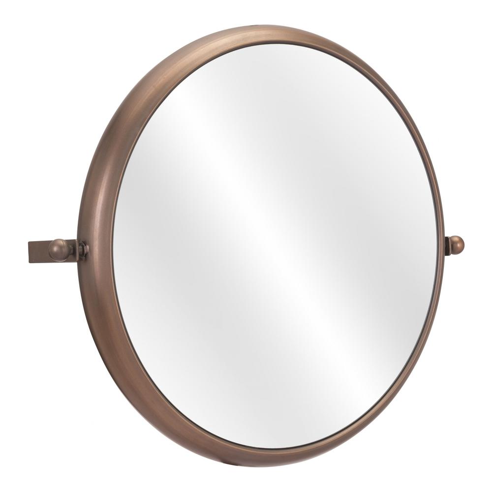 Industrial Gold Round Mirror Gold. Picture 8