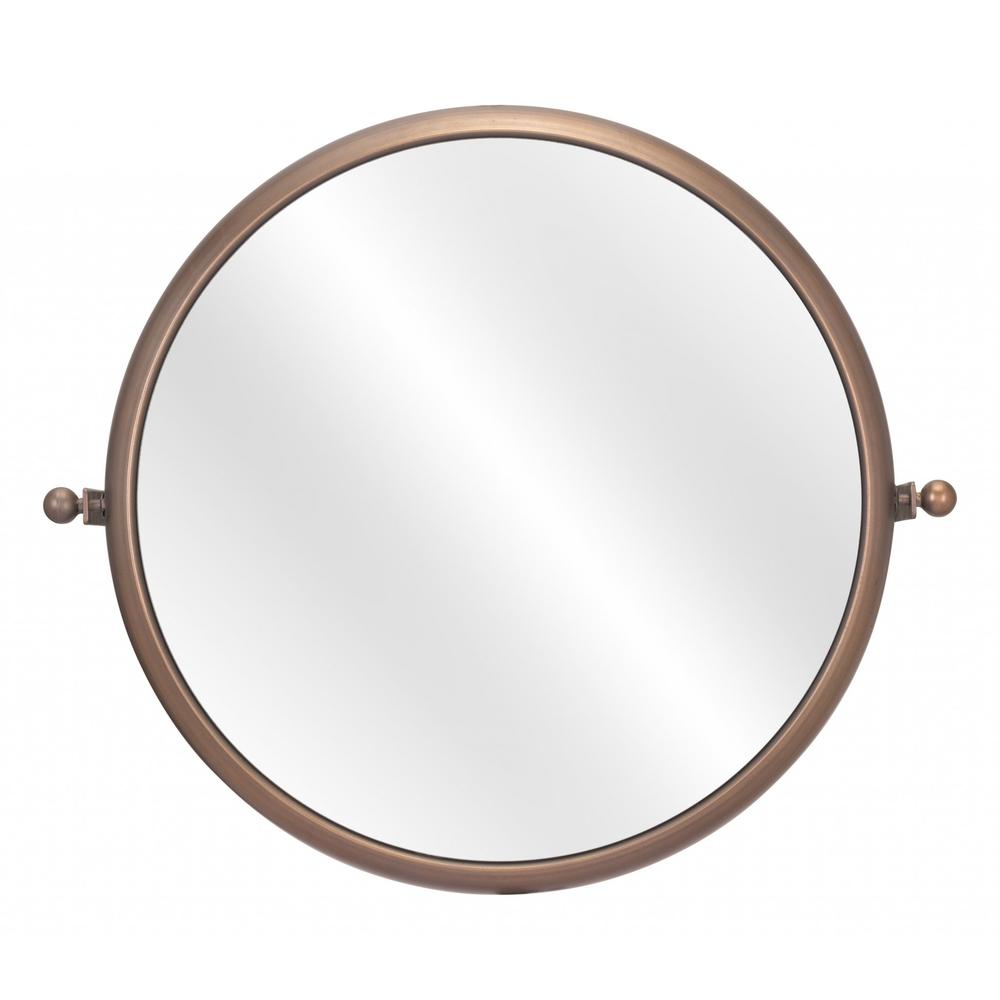 Industrial Gold Round Mirror Gold. Picture 9