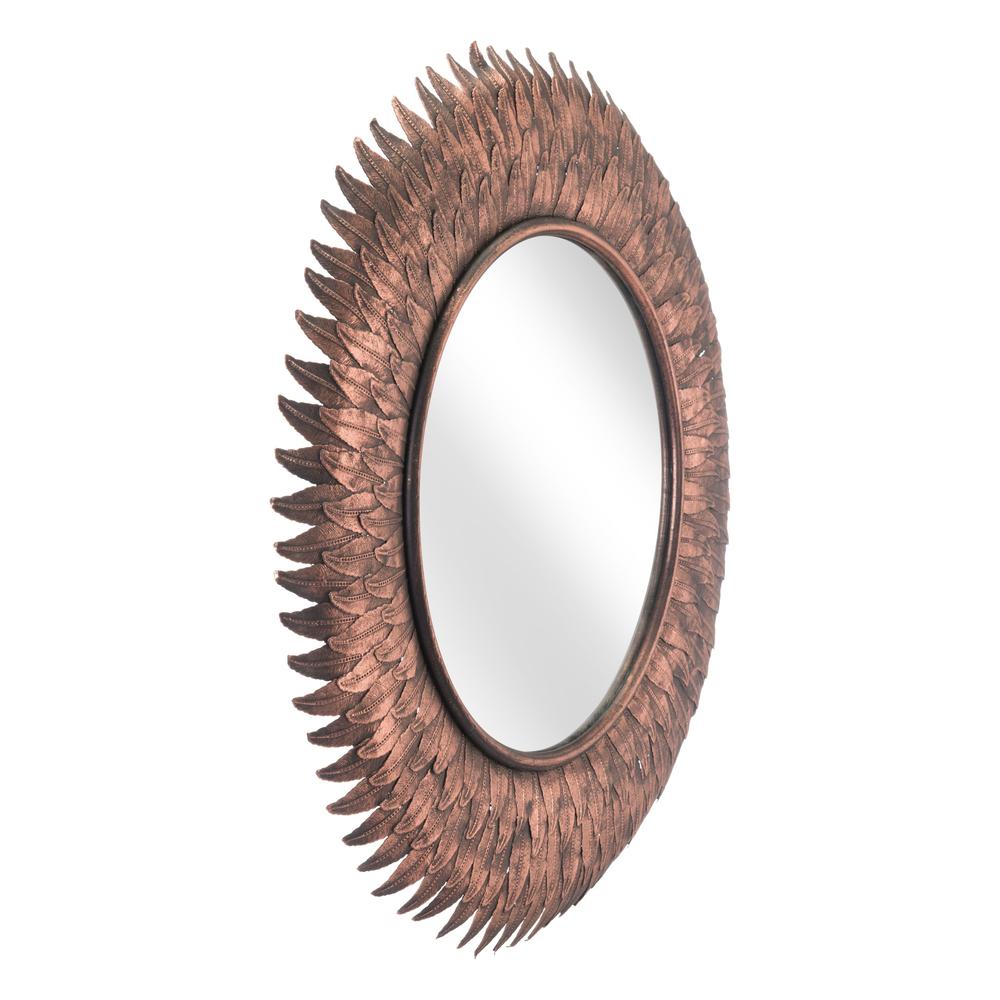 Bronze Leaf Round Mirror Copper. Picture 9