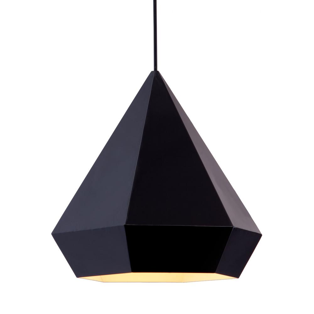 Black Geometric Hood Ceiling Lamp Black. Picture 7