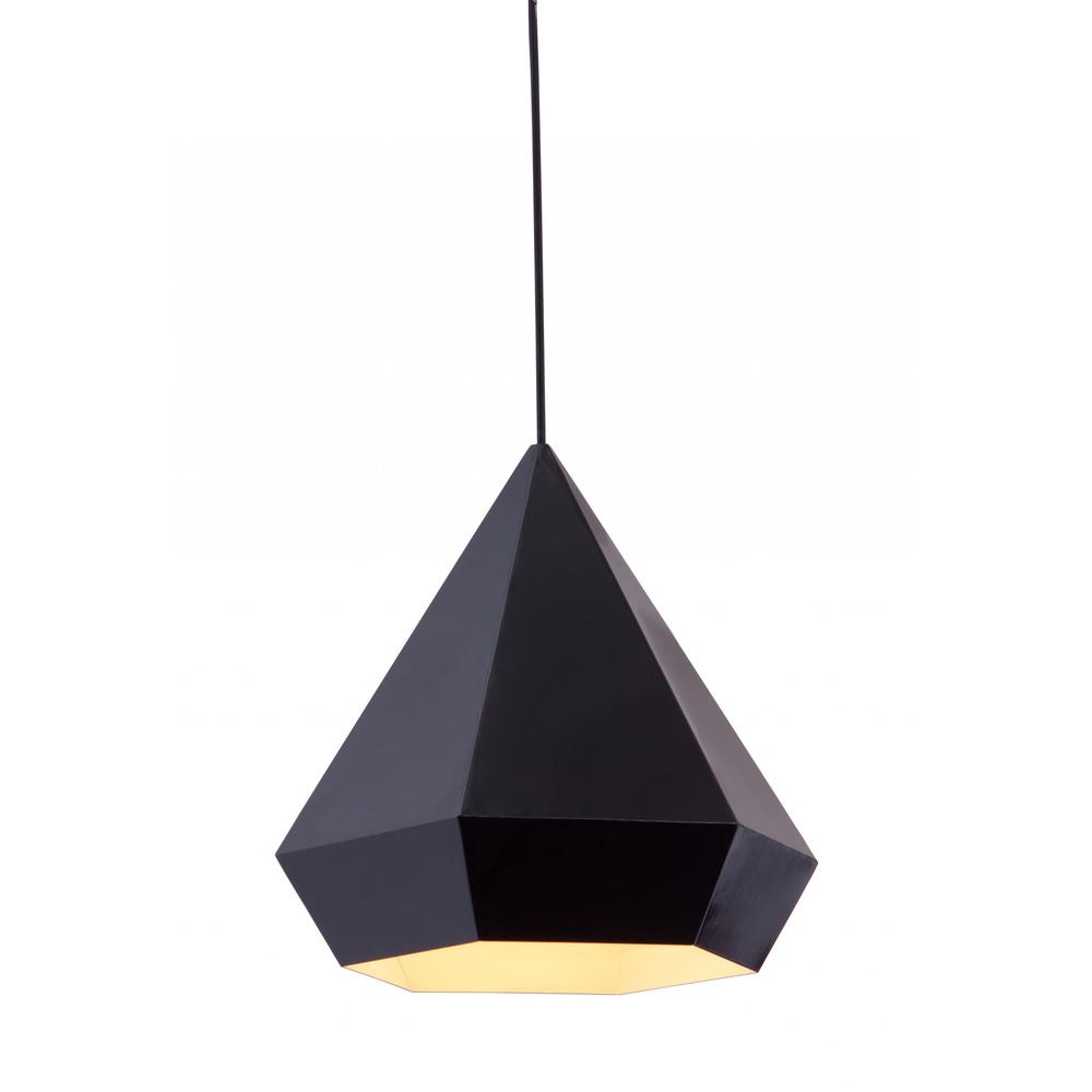 Black Geometric Hood Ceiling Lamp Black. Picture 8