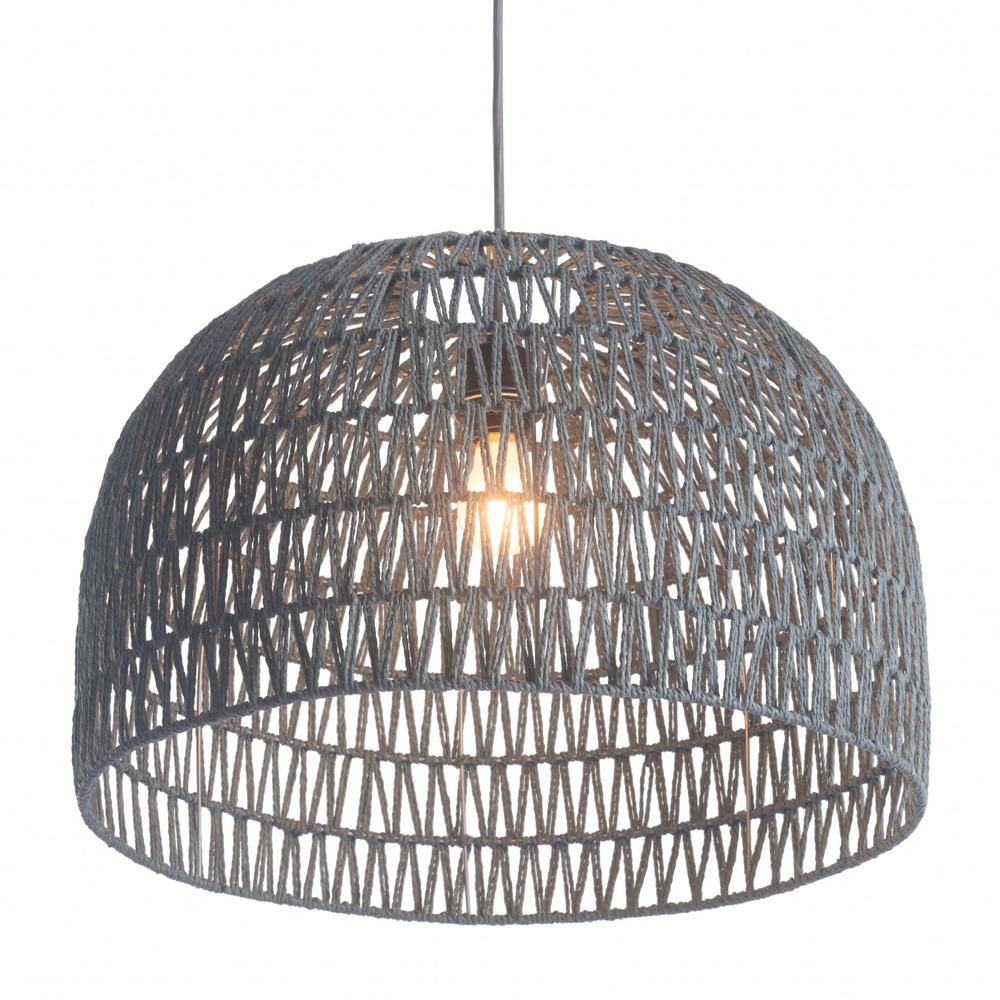 Misty Gray Woven Ceiling Lamp Gray. Picture 7
