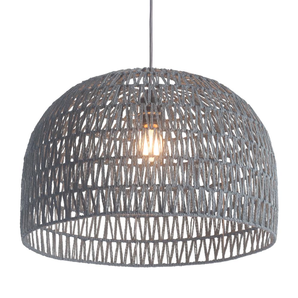 Misty Gray Woven Ceiling Lamp Gray. Picture 8