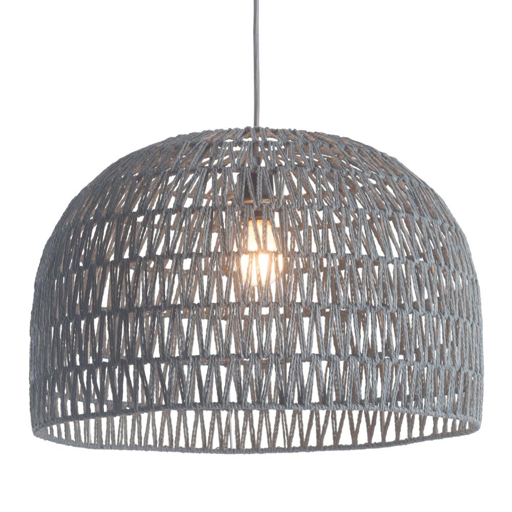 Misty Gray Woven Ceiling Lamp Gray. Picture 9