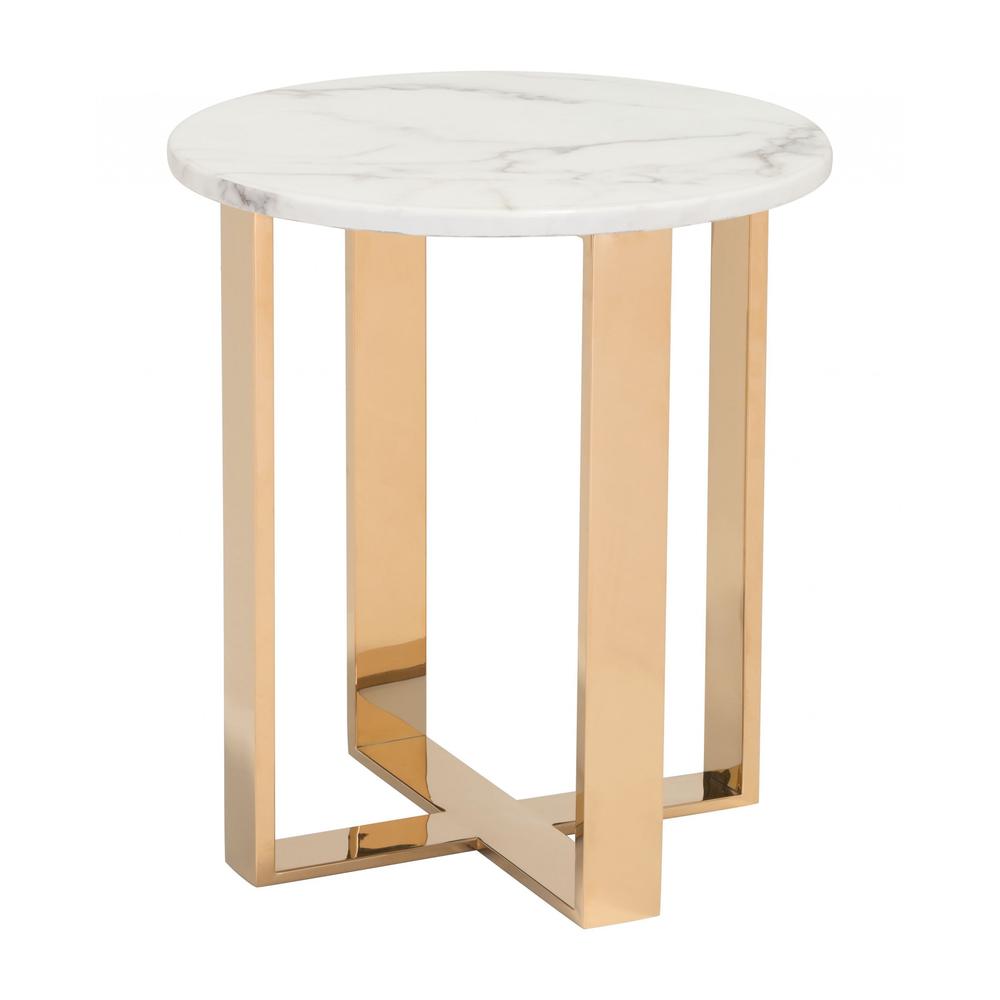 Atlas End Table White & Gold White & Gold. Picture 9