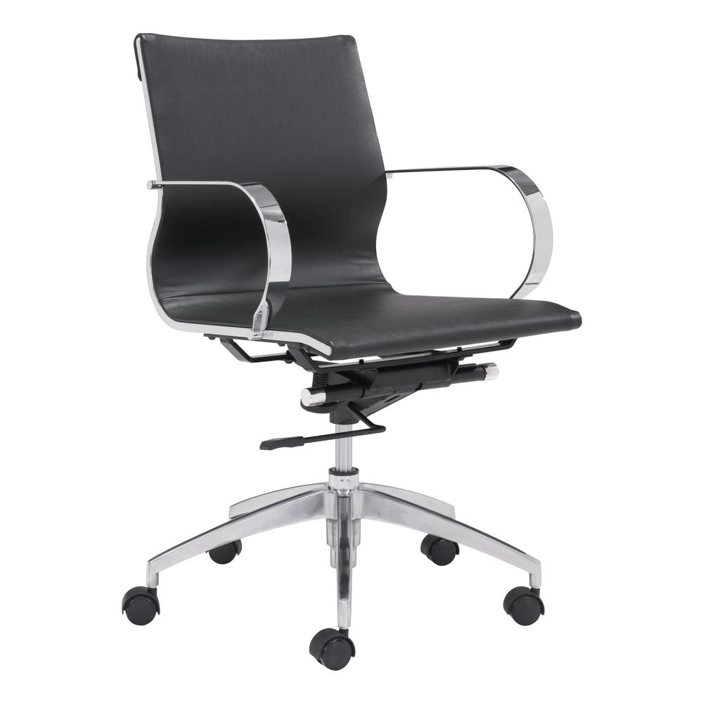 Glider Low Back Office Chair Black Black. Picture 9