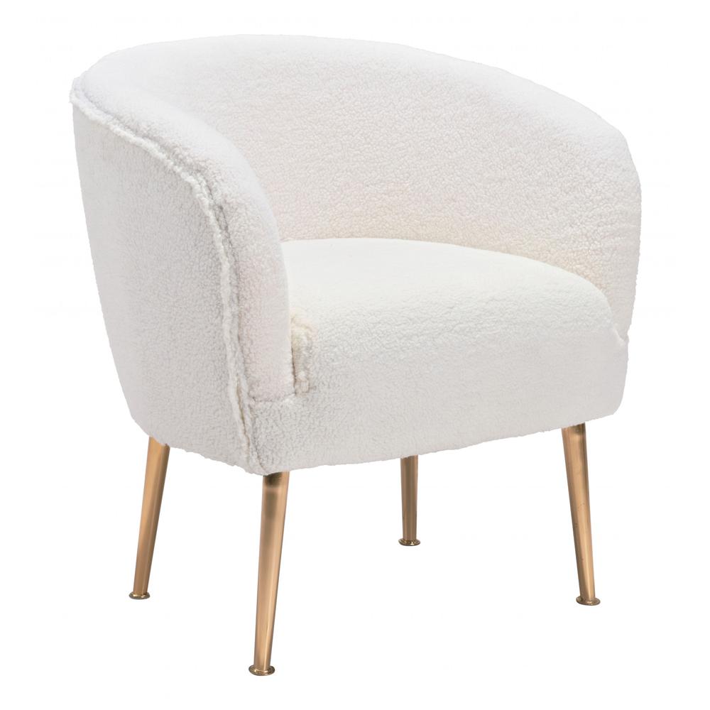 Sherpa Accent Chair Beige & Gold Beige & Gold. Picture 8