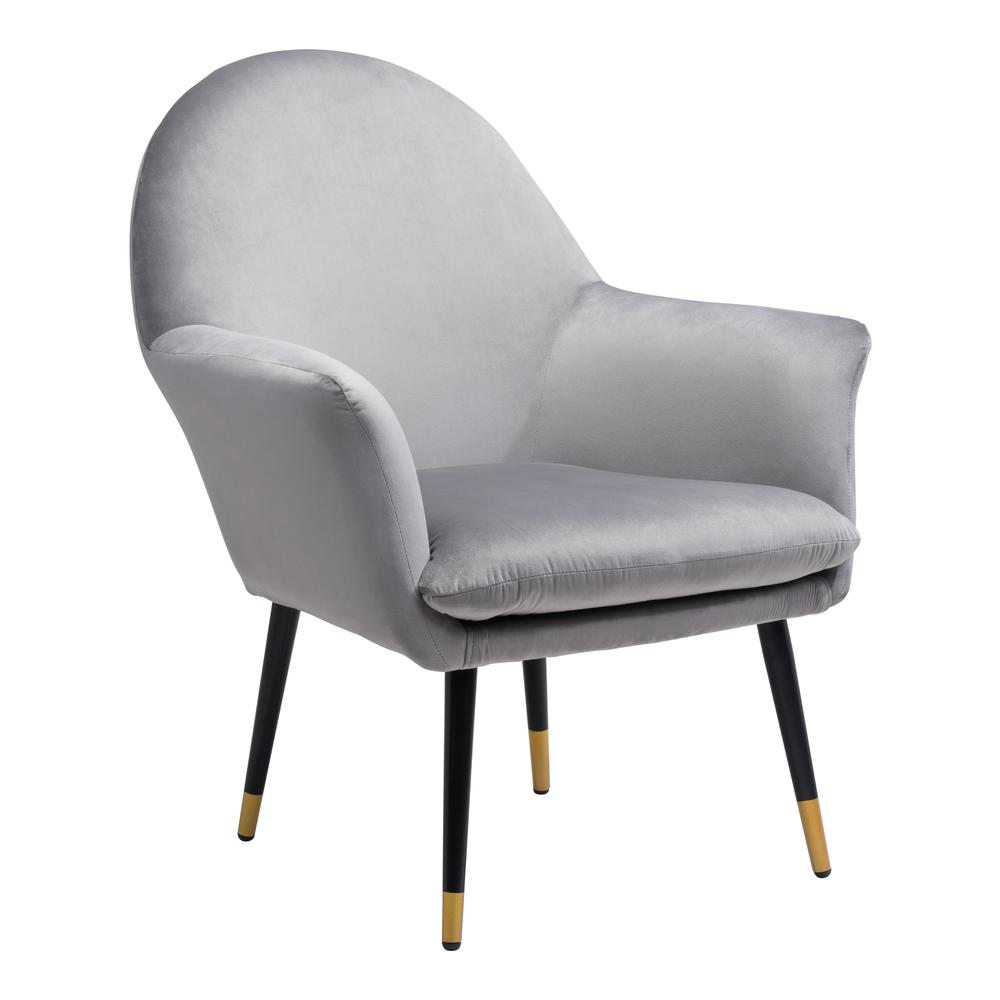 Alexandria Accent Chair Light Gray Gray Velvet. Picture 9