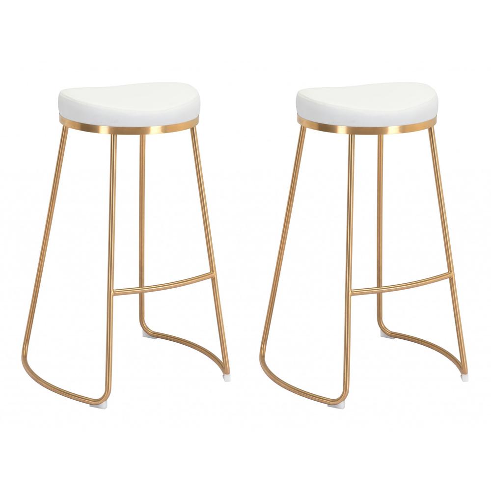 Bree Barstool (Set of 2) White & Gold White & Gold. Picture 9