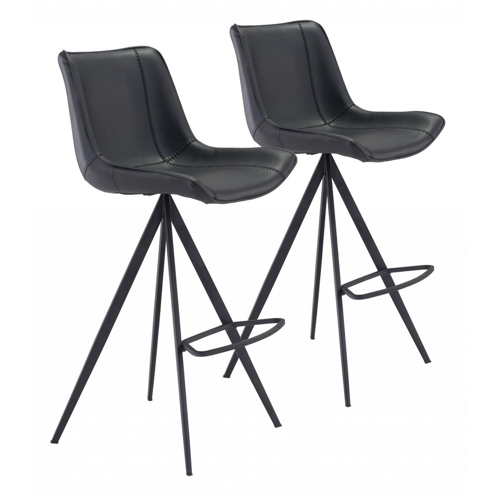 Aki Bar Chair (Set of 2) Black Black. Picture 9