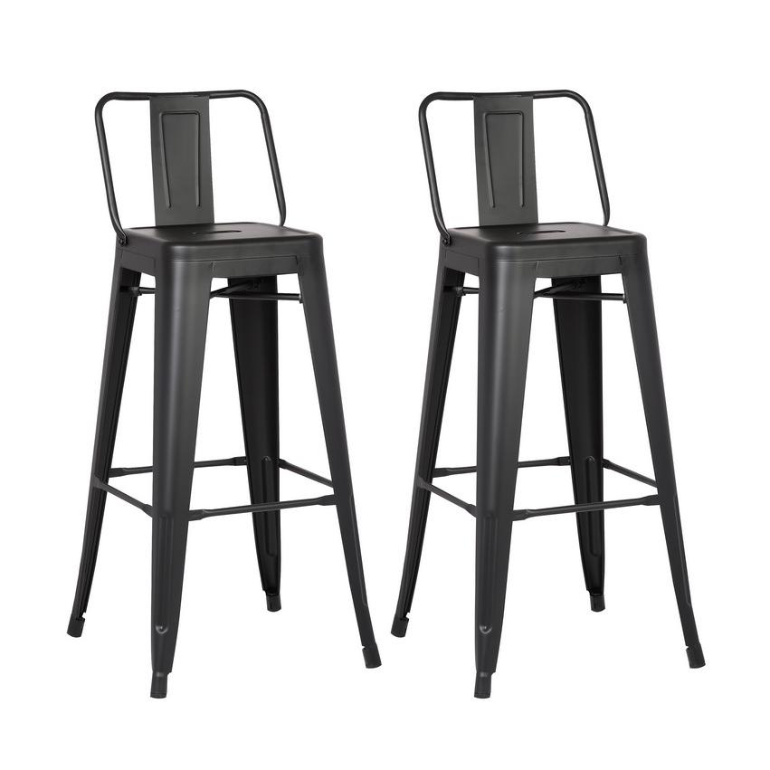 30" Matte Black Metal Barstool with Back In A Set of 2 - 248139. Picture 3